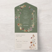 Sage Green All in One Wedding Invite Uitnodiging (Binnen)