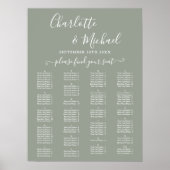 Sage Green Alphabetical Wedding Seating Chart Poster (Voorkant)