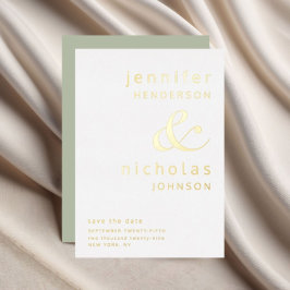 Sage Green Ampersand Wedding Save the Date Gold Folie Uitnodiging