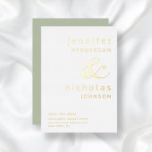 Sage Green Ampersand Wedding Save the Date Gold Folie Uitnodiging