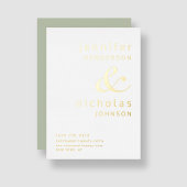 Sage Green Ampersand Wedding Save the Date Gold Folie Uitnodiging