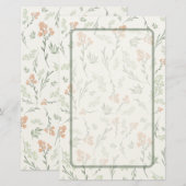 Sage Green and Apricot Wildflower Watercolor Briefpapier (Voorkant / Achterkant)