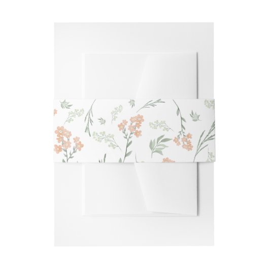 Sage Green and Apricot Wildflower Watercolor Uitnodigingen Wikkel (Voorkant Voorbeeld)