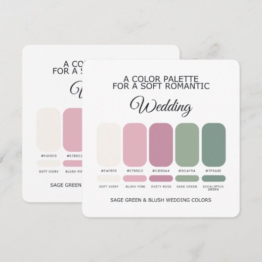 Sage Green and Blush Wedding Color Palette Card Kaart (Voorkant / Achterkant)