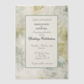 Sage Green and Champagne Floral Framed  Vellum Uitnodigingen (Voorkant)