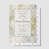 Sage Green and Champagne Floral Framed  Vellum Uitnodigingen (Offset (Uitnodiging))