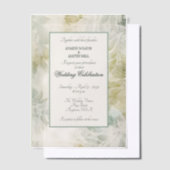 Sage Green and Champagne Floral Framed  Vellum Uitnodigingen (Offset)