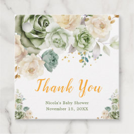 Sage Green and Cream Floral Baby Shower Bedankjes Labels