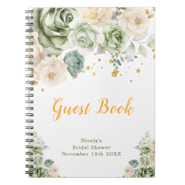 Sage Green and Cream Floral Bridal Show Guest Book Notitieboek