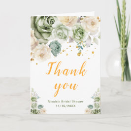 Sage Green and Cream Floral Bridal Shower Bedankkaart