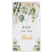 Sage Green and Cream Floral Sweet Sixteen Klein Cadeauzakje (Achterkant)