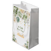 Sage Green and Cream Floral Sweet Sixteen Klein Cadeauzakje (Achterkant Gekanteld)