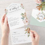 Sage Green and Earthy Blooms Weddenaar Off RSVP All In One Uitnodiging<br><div class="desc">Elegant oortones Floral All-in-One Wedding-uitnodiging met geperforeerde RSVP. Milieuvriendelijk omdat er geen extra invoegkaarten, RSVP-kaarten of zelfs enveloppen nodig zijn, is deze uitnodiging alles! De capaciteit om zowel de Ceremonie van het Wedden als de details van de Ontvangst van de Ontbinding, evenals briefkaart RSVP klaar voor gasten toe te voegen...</div>