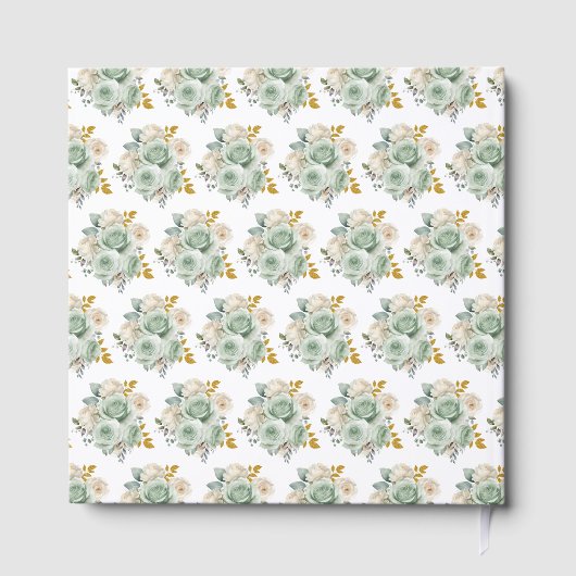 Sage Green and Gold Elegant Flowers Sweet Sixteen Gastenboek (Achterkant)
