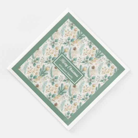 Sage Green and Gold Napkins Elegant Holiday Table Servet (Hoek)