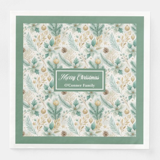 Sage Green and Gold Napkins Elegant Holiday Table Servet (Voorkant)