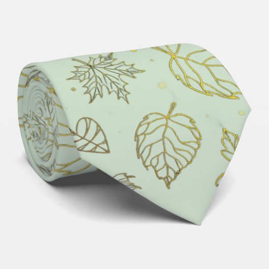Sage Green and Gold Wedding Neck Tie Stropdas (Opgerold)