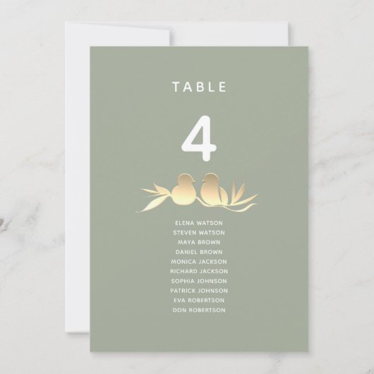 Sage Green and Gold Wedding Seating Chart (Achterkant)