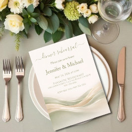 Sage Green and Ivory Dinner Rehearsal Kaart