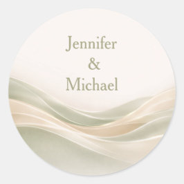 Sage Green and Ivory Personalized Wedding Ronde Sticker