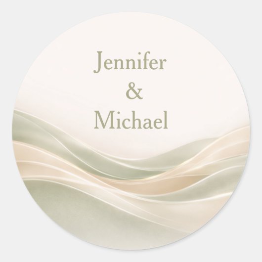 Sage Green and Ivory Personalized Wedding Ronde Sticker (Voorkant)