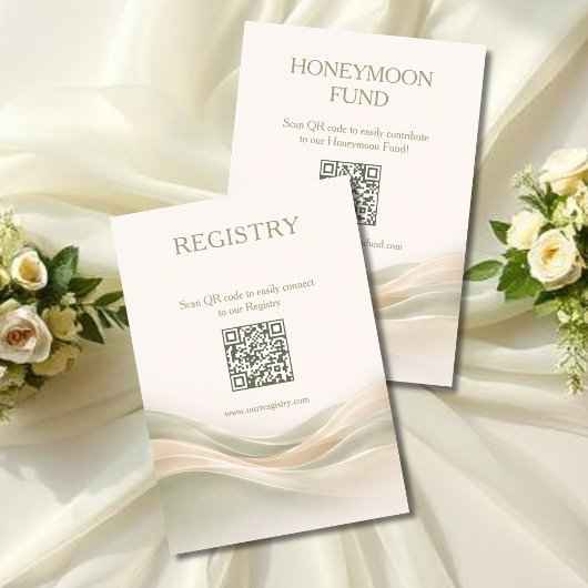 Sage Green and Ivory Registry & Honeymoon Fund Informatiekaartje