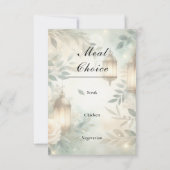 Sage Green and Ivory Rose Lantern Wedding RSVP Kaartje (Achterkant)