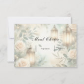 Sage Green and Ivory Rose Lantern Wedding  RSVP Kaartje (Achterkant)