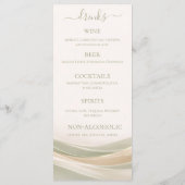 Sage Green and Ivory Wedding Dinner and Bar Menu  (Achterkant)