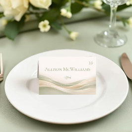 Sage Green and Ivory Wedding Place Card-Fish Kaart