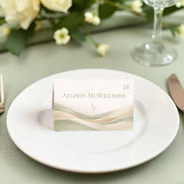 Sage Green and Ivory Wedding Place Card-Poultry Kaart