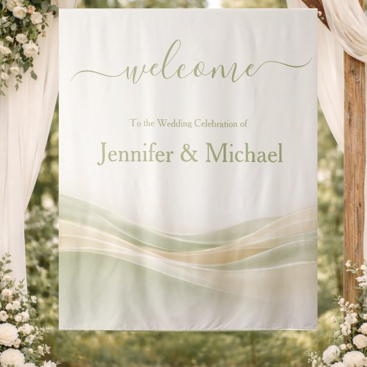 Sage Green and Ivory Wedding Sign Wandkleed