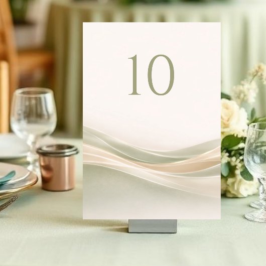Sage Green and Ivory Wedding Table Number Kaart