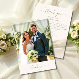 Sage Green and Ivory Wedding Thank You Card Bedankkaart