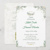 sage green and navy blue wedding invitations bedankkaart (Voorkant / Achterkant)