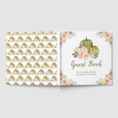 Sage Green and Peach Floral Pumpkins Baby Shower Gastenboek (Volledig)