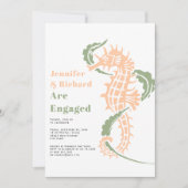 Sage green and peach seahorse party kaart (Voorkant)