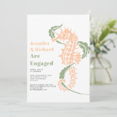Sage green and peach seahorse party kaart (Staand voorkant)