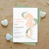 Sage green and peach seahorse party kaart