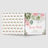 Sage Green and Pink Floral Baby Shower Gastenboek (Volledig)