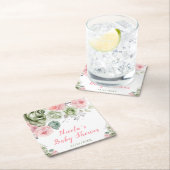 Sage Green and Pink Floral Baby Shower Kartonnen Onderzetters (Insitu)