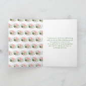 Sage Green and Pink Floral Birthday Bedankkaart (Binnen)