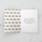 Sage Green and Pink Floral Birthday Kaart (Binnen)
