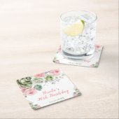 Sage Green and Pink Floral Birthday Kartonnen Onderzetters (Insitu)