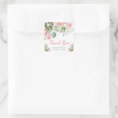 Sage Green and Pink Floral Birthday Vierkante Sticker (Tas)