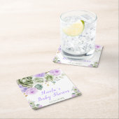 Sage Green and Purple Floral Baby Shower Kartonnen Onderzetters (Insitu)