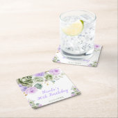 Sage Green and Purple Floral Birthday Party Kartonnen Onderzetters (Insitu)