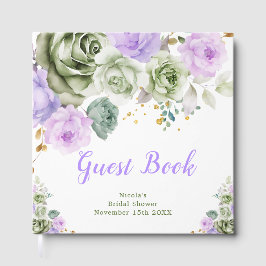 Sage Green and Purple Floral Bridal Shower Gastenboek