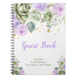 Sage Green and Purple Floral Bridal Shower Guest  Notitieboek
