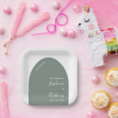 Sage Green and White Arch Wedding Papieren Bordje (Feest)